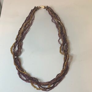 Elegant Purple and Gold Beaded Necklace